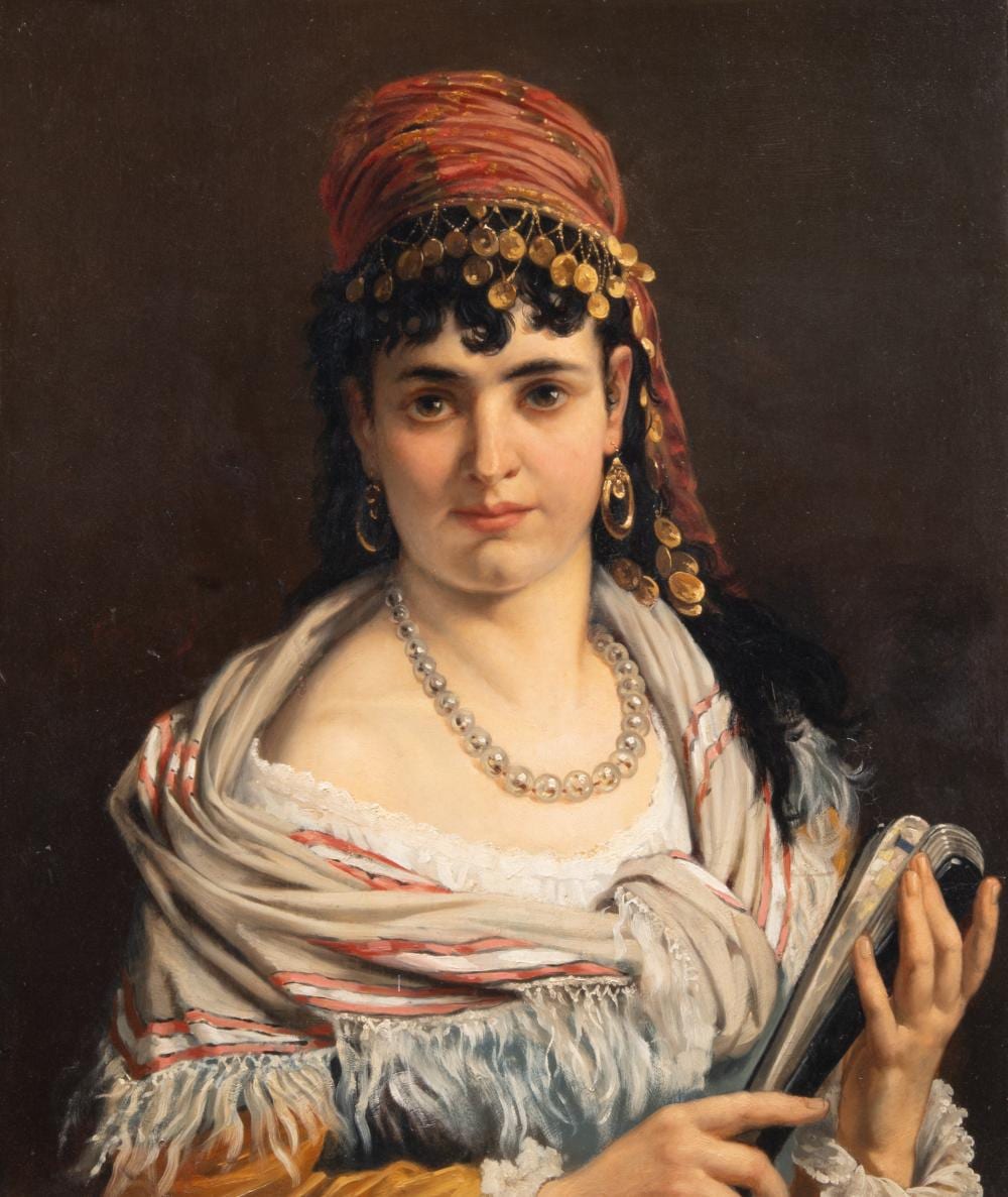 Agapit Stevens comparable auction result: agapit stevens 1849 1917 24 portrait of an oriental beauty oil on mahogany 58 x 49 cm 22 8 x 19 2 in frame 82 x 72 cm 32 2 x 28 3 in