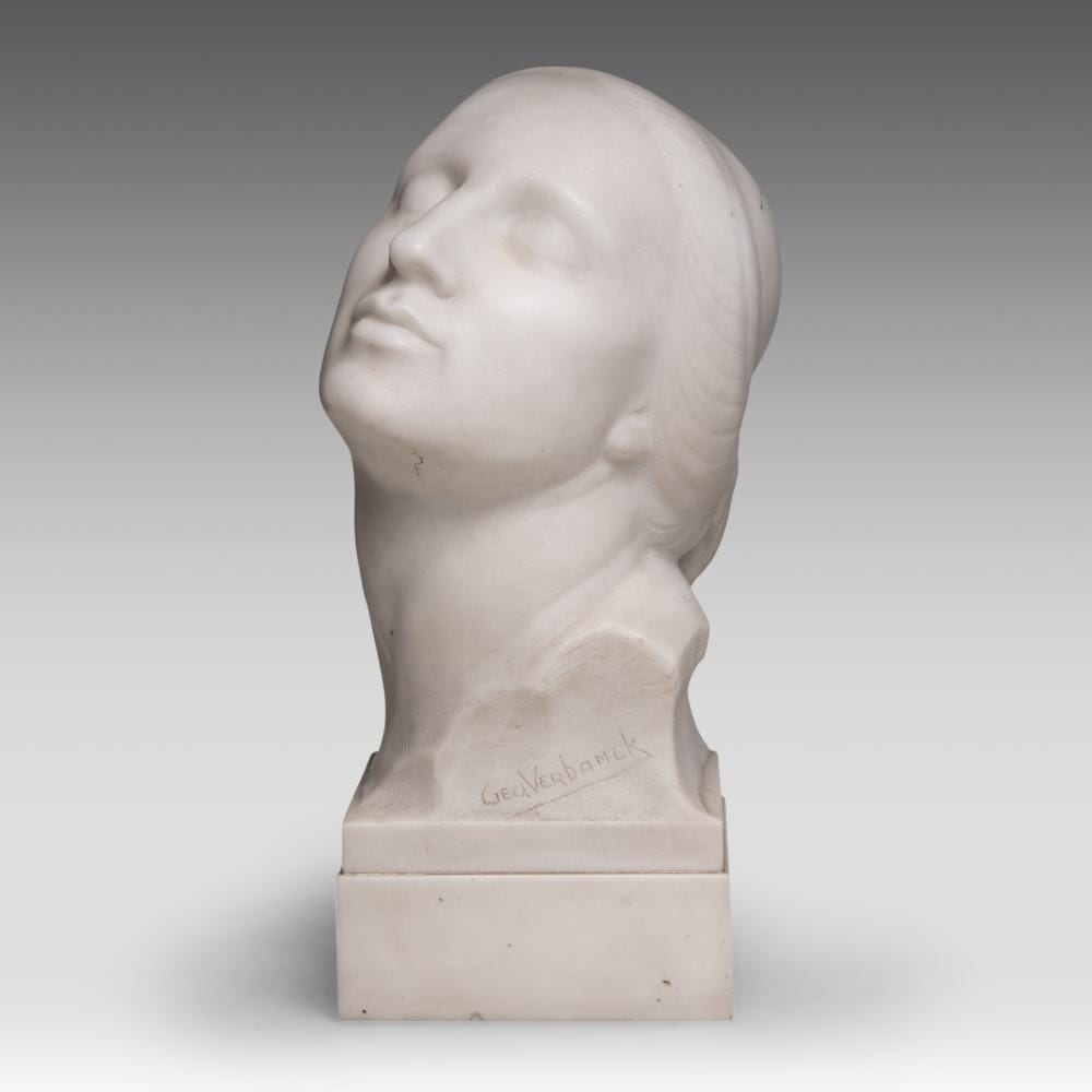 Georges Verbanck comparable auction result: geo verbanck 1881 1961 head of a woman ca 1910 carrara marble h 44 cm