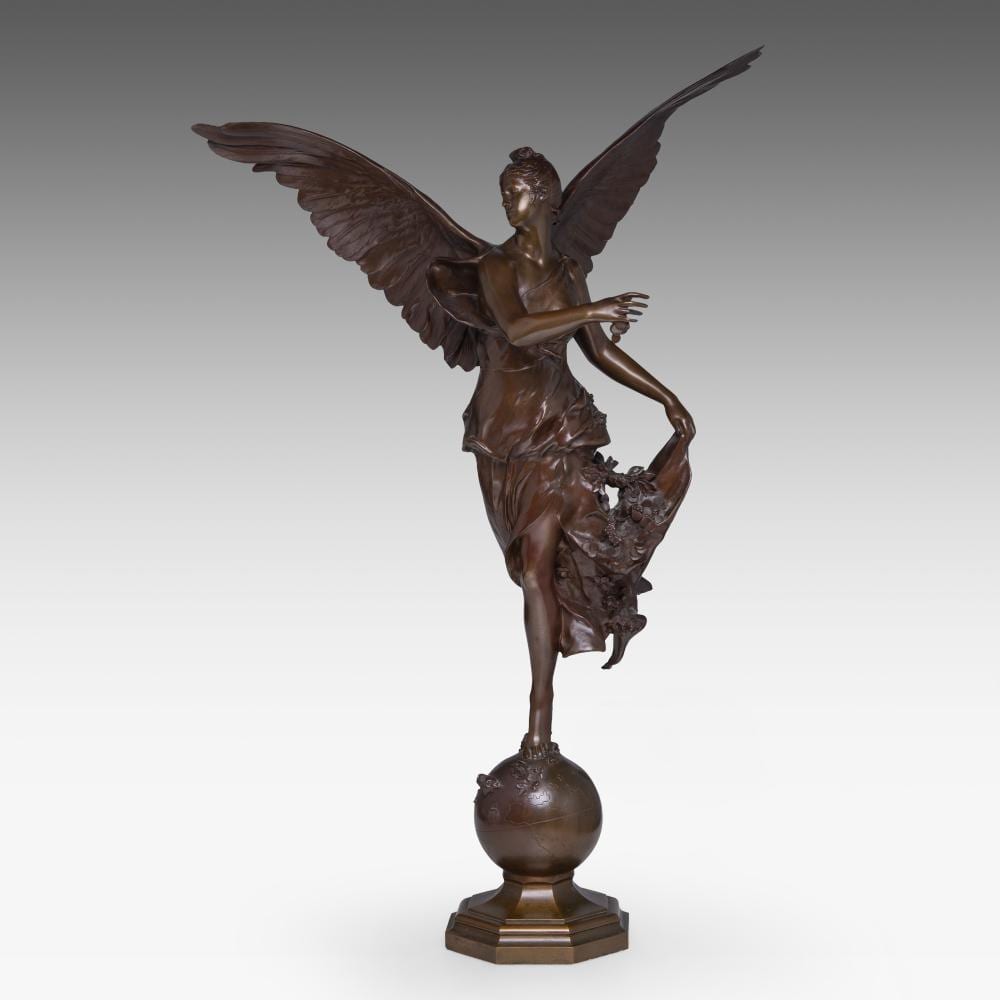 Antonin Mercié comparable auction result: antonin merci 1845 1916 lady fortune patinated bronze casting mark of thiebaut fr res paris h 84 5 cm