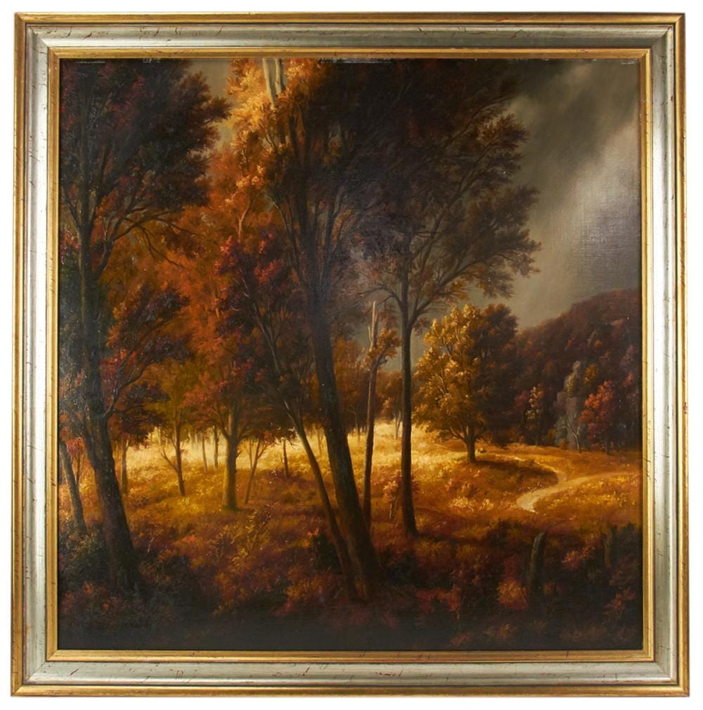 Thomas Locher comparable auction result: thomas locher stormy twilight oil on board