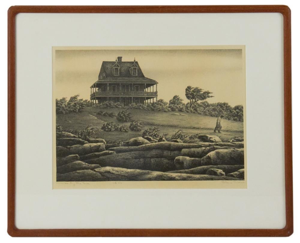 Alan Crane comparable auction result: alan crane coastal view of house lithograph