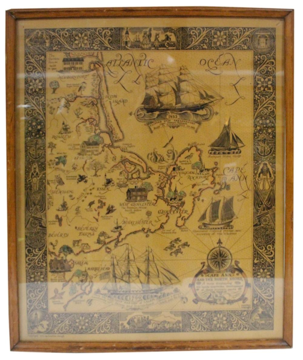 Coulton Waugh comparable auction result: coulton waugh cape ann and north shore pictorial map