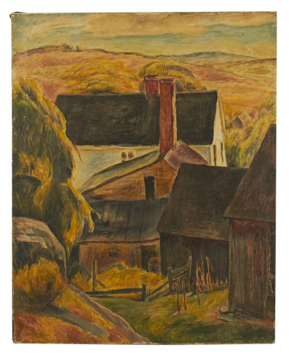 Gertrude Nason comparable auction result: gertrude nason farmhouse by barn oil on canvas