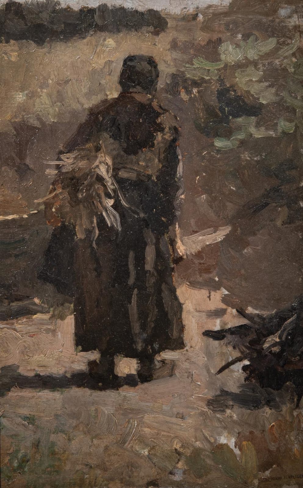 Isidore Verheyden comparable auction result: isidore verheyden 1846 1905 woman gathering wood oil on panel 50 5 x 32 5 cm 19 8 x 12 8 in frame 66 x 48 cm 25 9 x 18 9 in