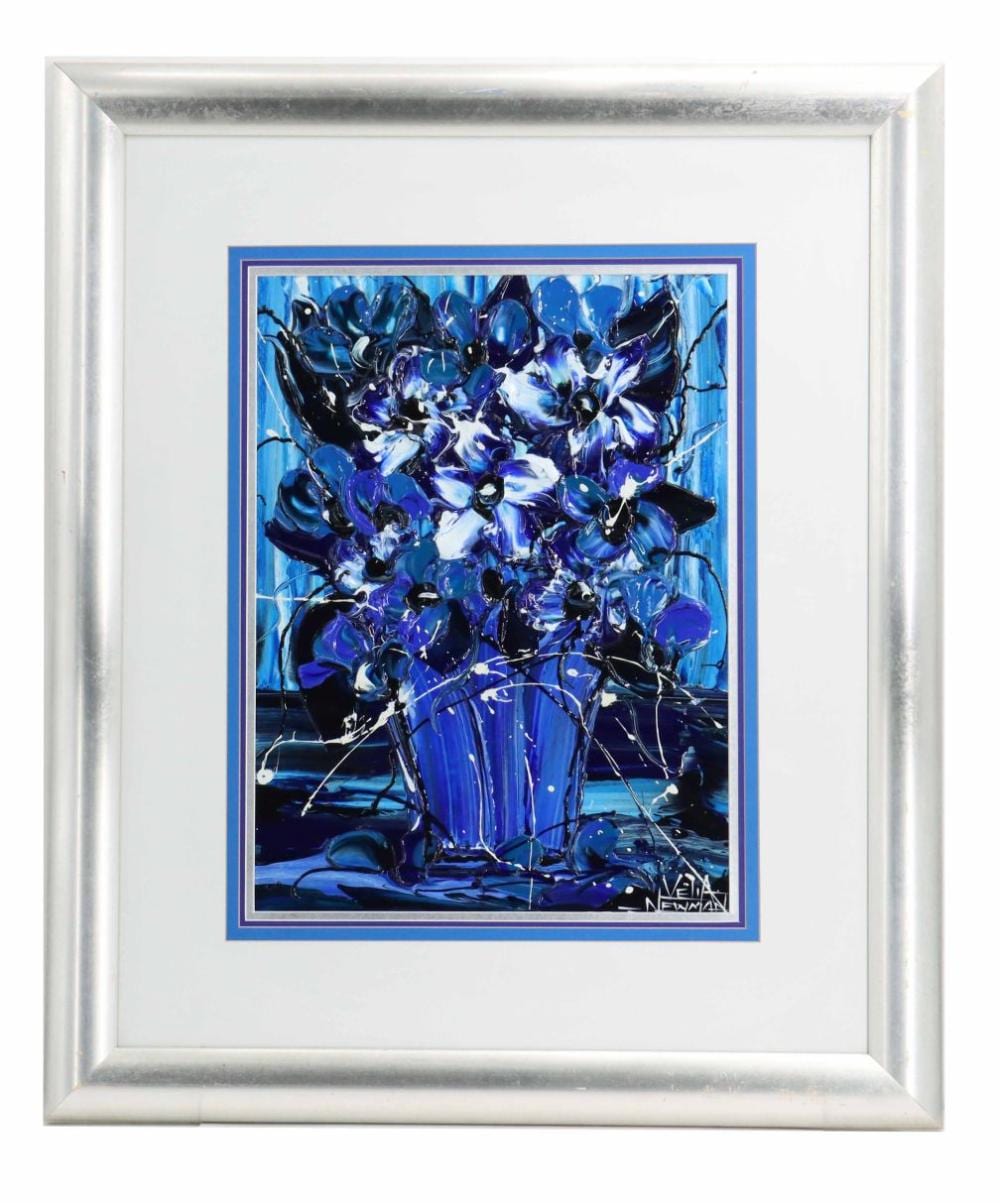 Velia Newman comparable auction result: velia newman born 1969 australia expressionist floral still life blue daze