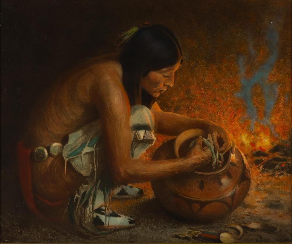 Eanger Irving Couse comparable auction result: eanger irving couse 1866 1936 treasure jar lithograph