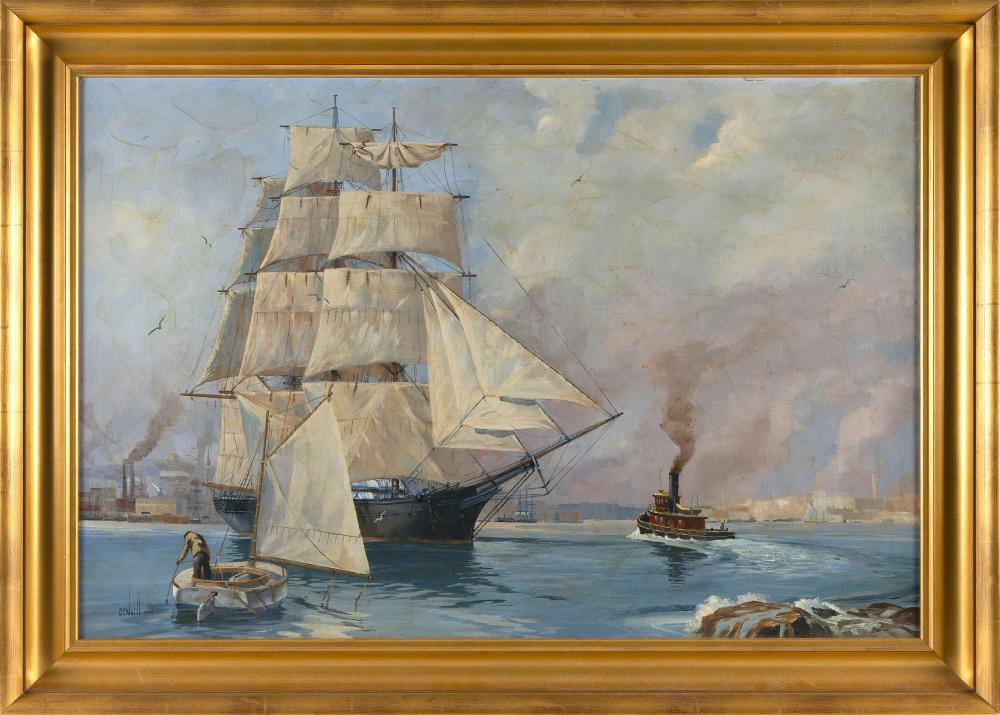 Ben Neill comparable auction result: ben neill massachusetts 1914 2001 harbor scene oil on board 23 5 x 35 5 framed 29 x 41