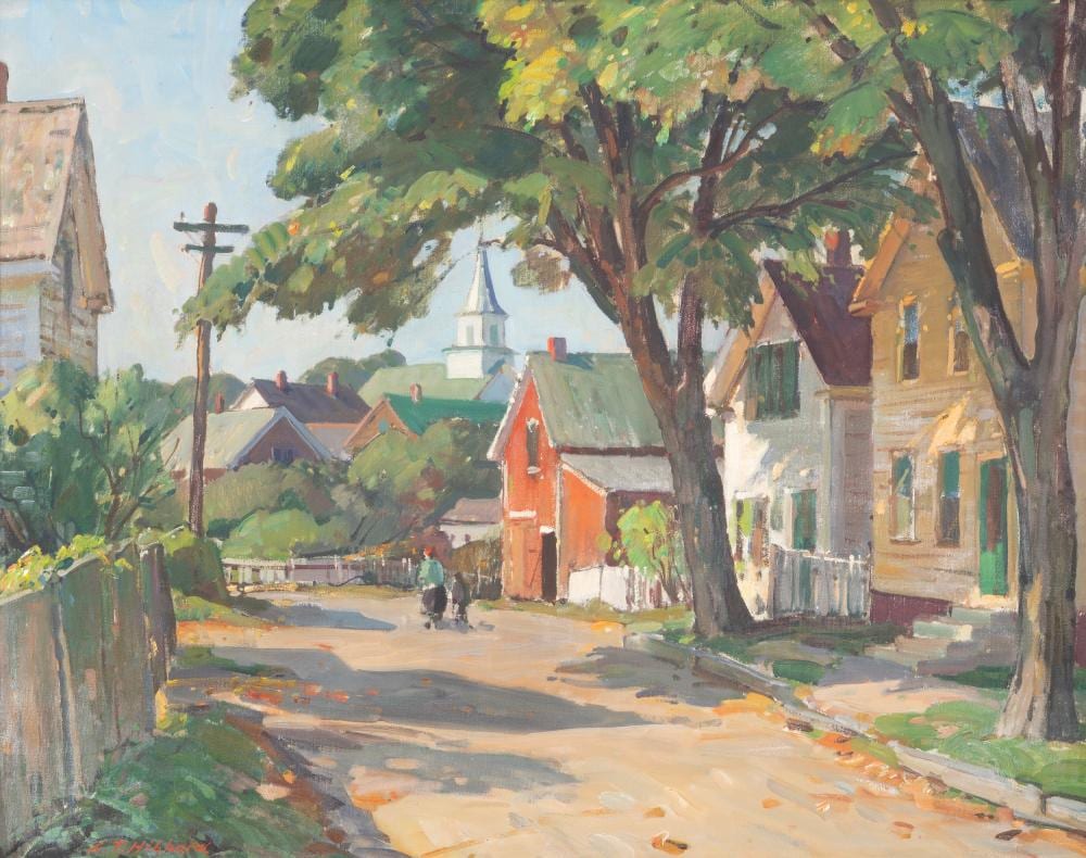 Aldro Thompson Hibbard comparable auction result: aldro t hibbard am 1886 1972 street in rockport oil on canvas framed
