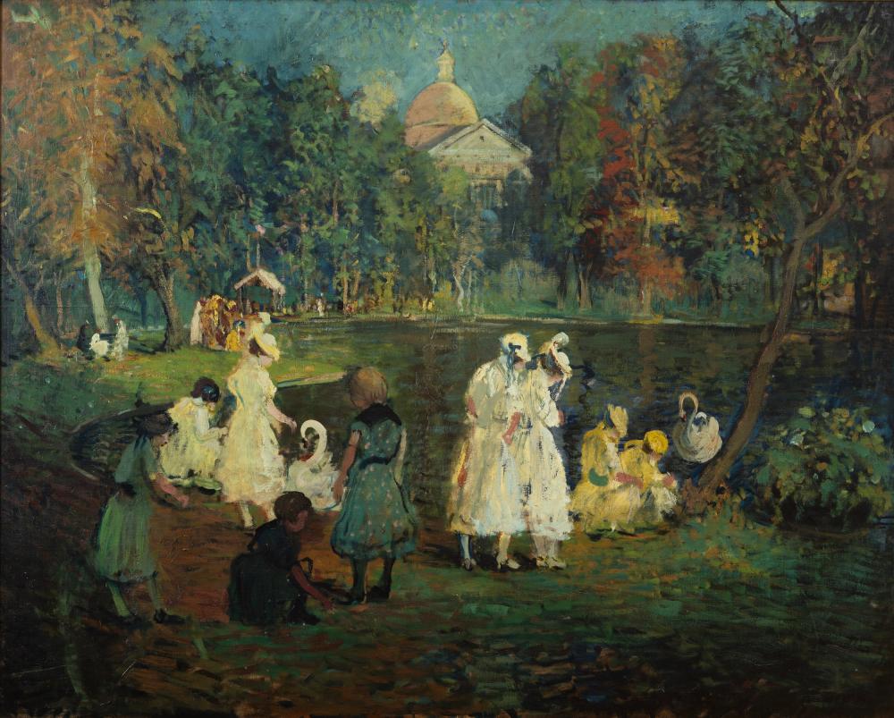 Arthur Clifton Goodwin comparable auction result: arthur clifton goodwin am 1864 1929 the garden boston number ii oil on canvas framed