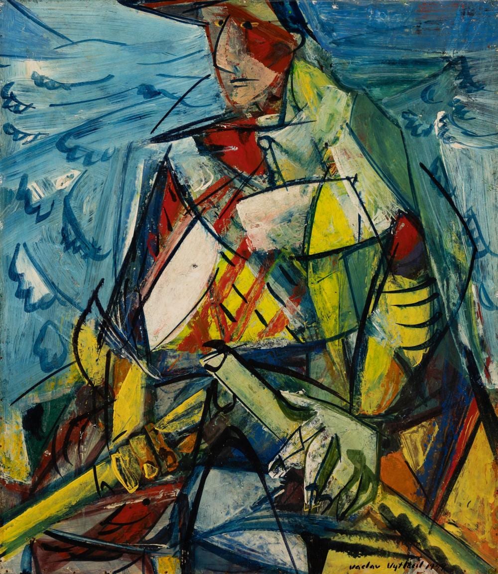 Vaclav Vytlacil comparable auction result: vaclav vytlacil am 1892 1984 out to sea sparkill new york 1949 casein and tempera on board framed