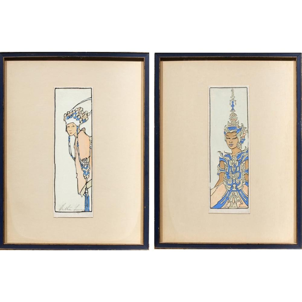 Bertha Lum comparable auction result: bertha lum 1869 1954 chinese hat and thai dancer