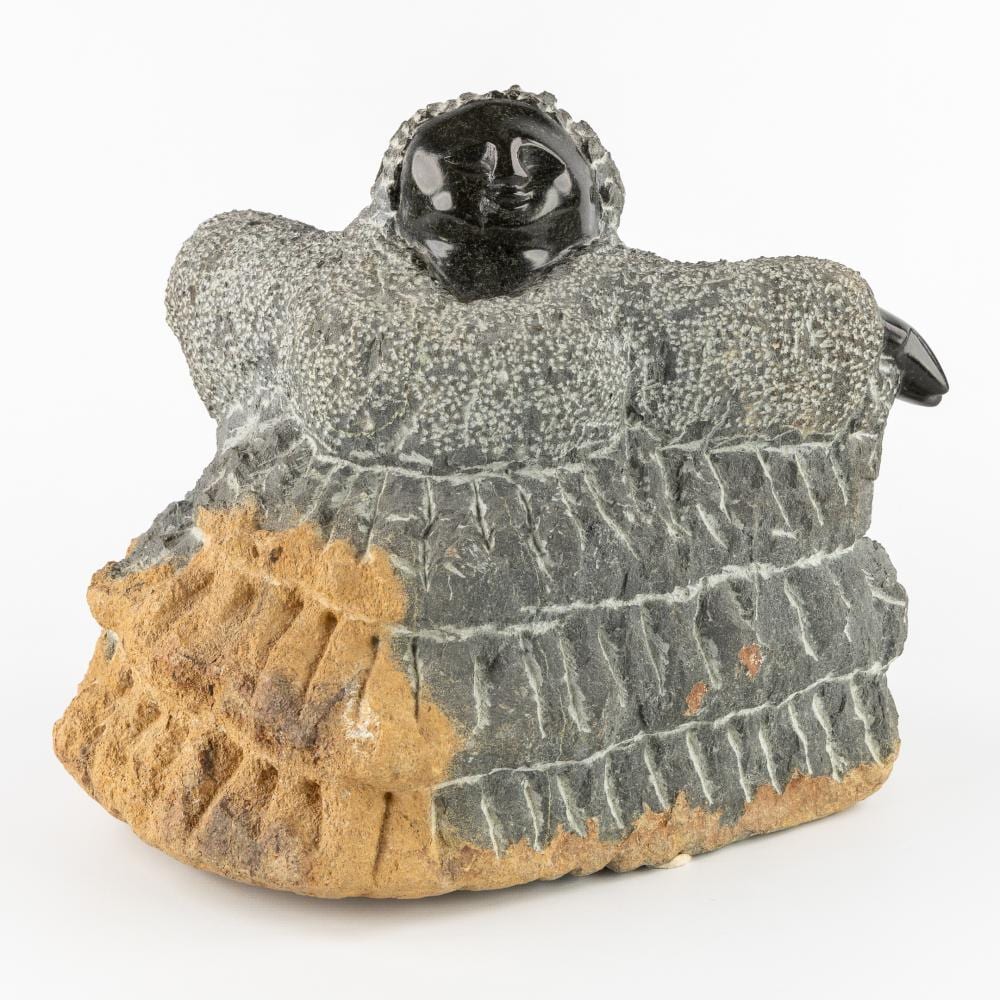 Colleen Madamombe comparable auction result: colleen madamombe 1964 2009 welcoming friends sculptured natural stone zimbabwe