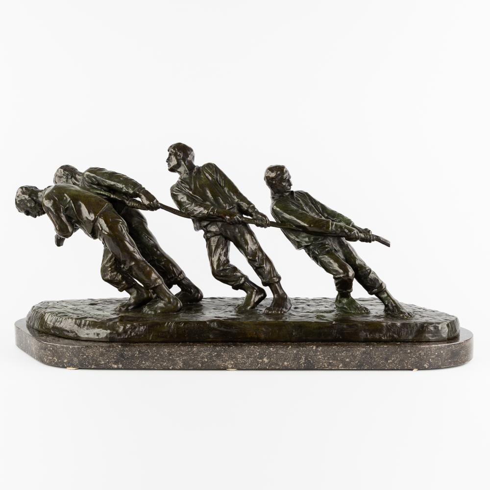Victor Demanet comparable auction result: victor demanet 1895 1964 les bateliers de la volga a large patinated bronze sculpture