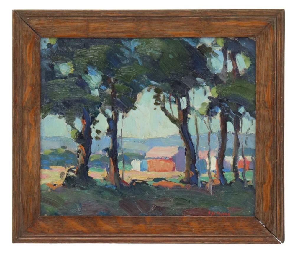 Frank Harmon Myers comparable auction result: frank harmon myers 1899 1956 american farm scene oil on board