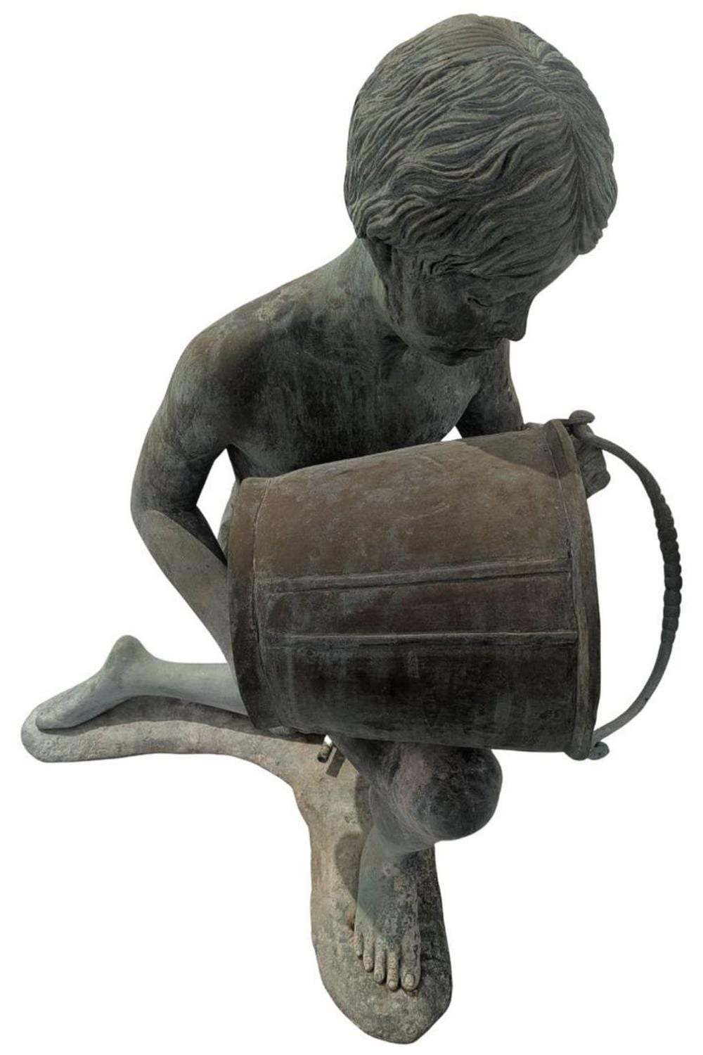 Bronze Elite by Henri Garden Sculpture "Garden Fountain Boy" sold by Sarasota Estate Auction, lot 1193 — auction record photograph