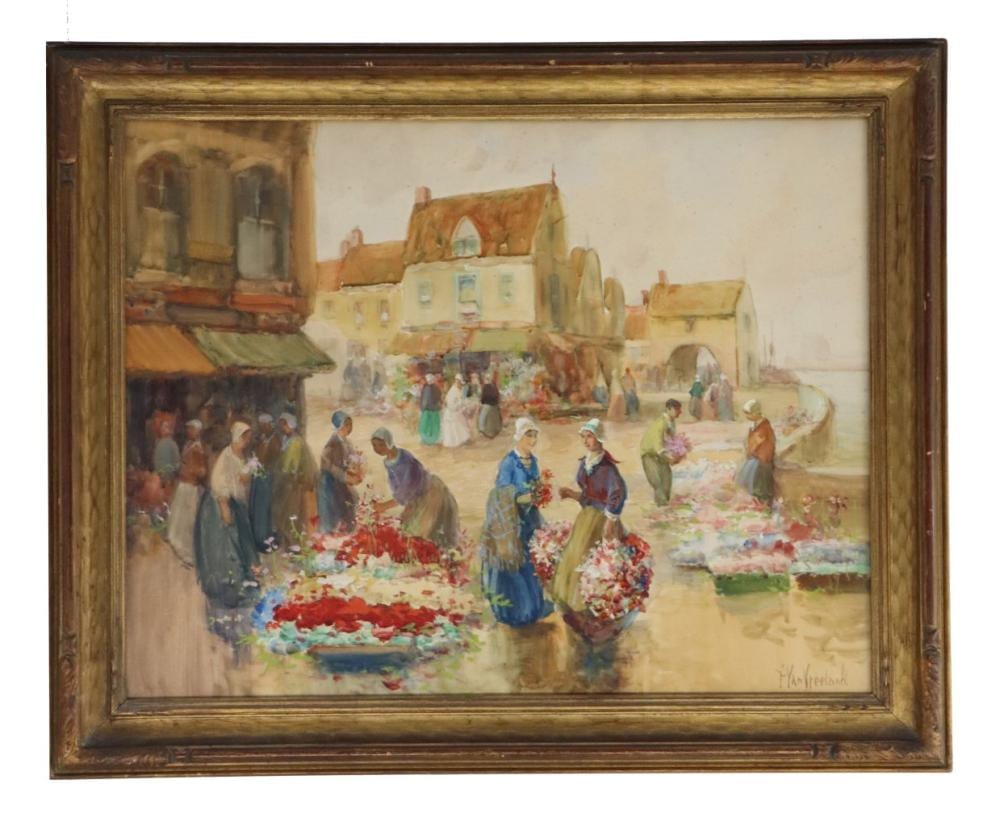 Francis William Vreeland comparable auction result: francis william vreeland 1879 1954 american oil on canvas impressionist marketplace scene