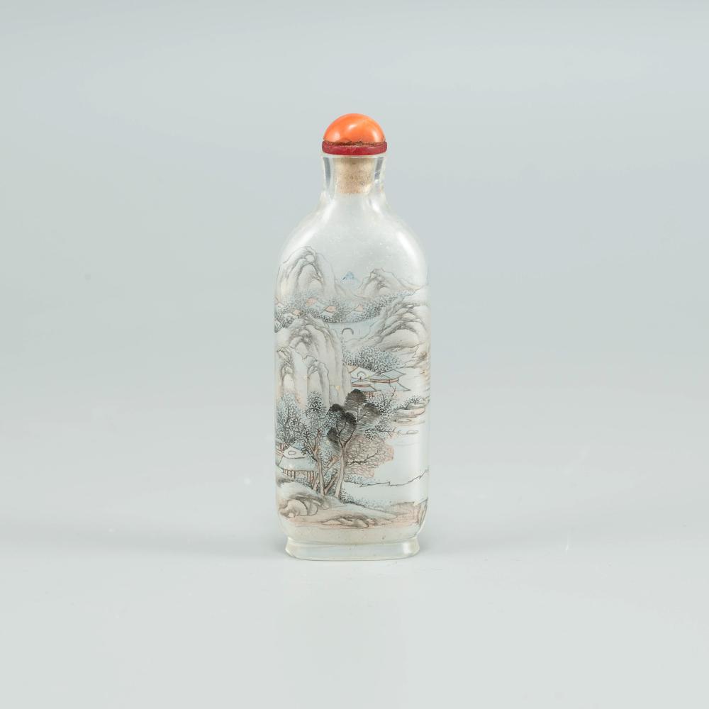Auction comp thumbnail for A Chinese inside-painted 'landscape' glass snuff bottle, Republic period (Oakridge Auction Gallery, Lot 375)
