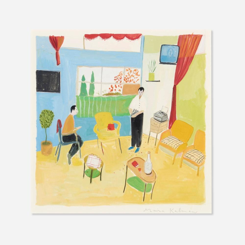 Maira Kalman comparable auction result: maira kalman two men in interior