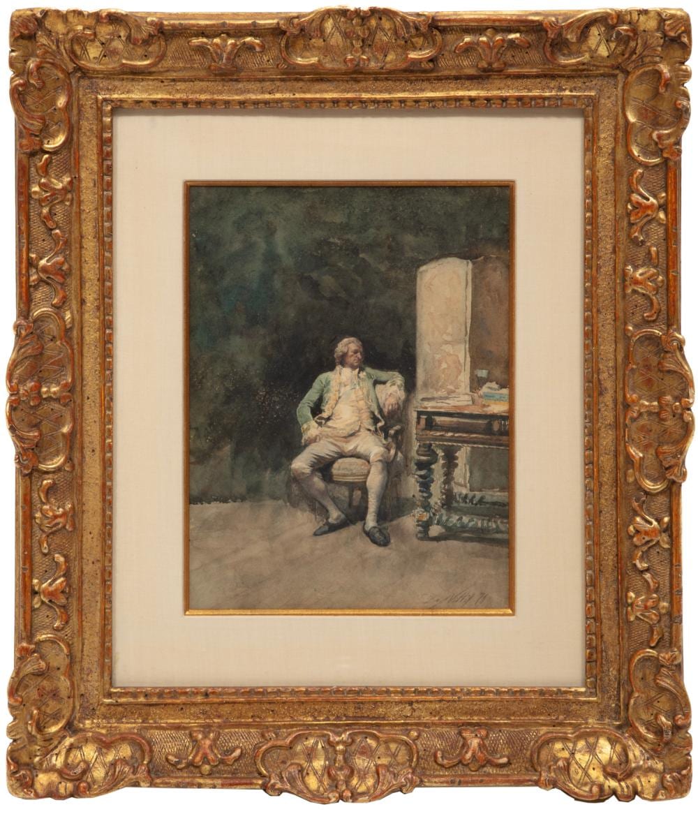Giuseppe de Nittis comparable auction result: giuseppe de nittis italian 1846 1884 gentleman in repose watercolor on board