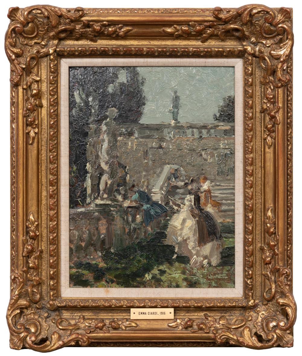 emma ciardi italian 1879 1933 secolo galante boboli gardens oil on board · Neal Auction Company · 2026-01-23 Emma Ciardi comparable auction result: emma ciardi italian 1879 1933 secolo galante boboli gardens oil on board