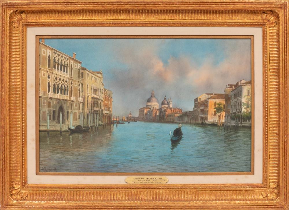 Alberto Prosdocimi comparable auction result: alberto prosdocimi italian 1852 1925 palazzi nel canale grande venezia watercolor on paper laid on board