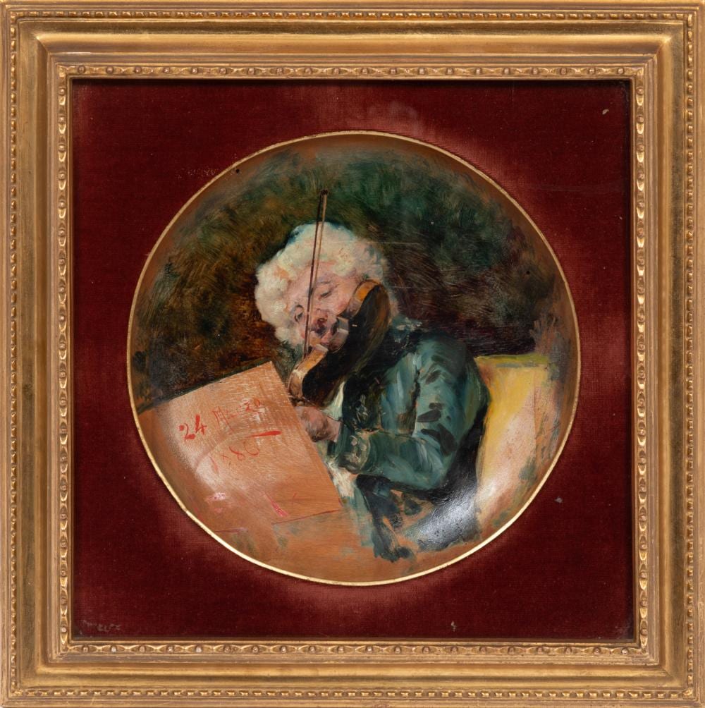 Francesco Vinea comparable auction result: francesco vinea italian 1845 1902 suonatore oil on wood plate