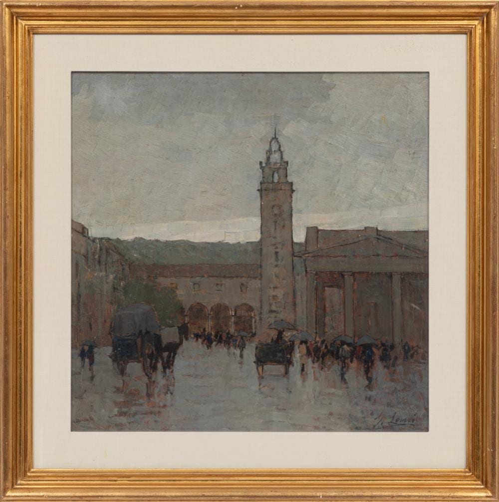 Giovanni Lomi comparable auction result: giovanni lomi italian 1889 1969 la pioggia bergamo oil on panel