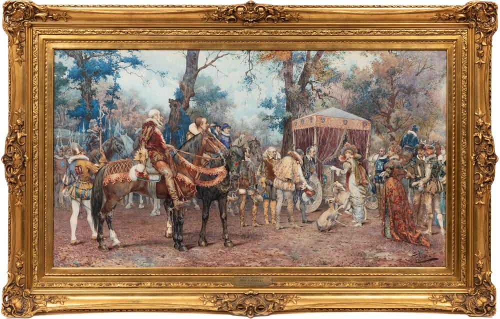 Giuseppe Aureli comparable auction result: giuseppe aureli italian 1858 1929 the royal departure watercolor on paper laid on board