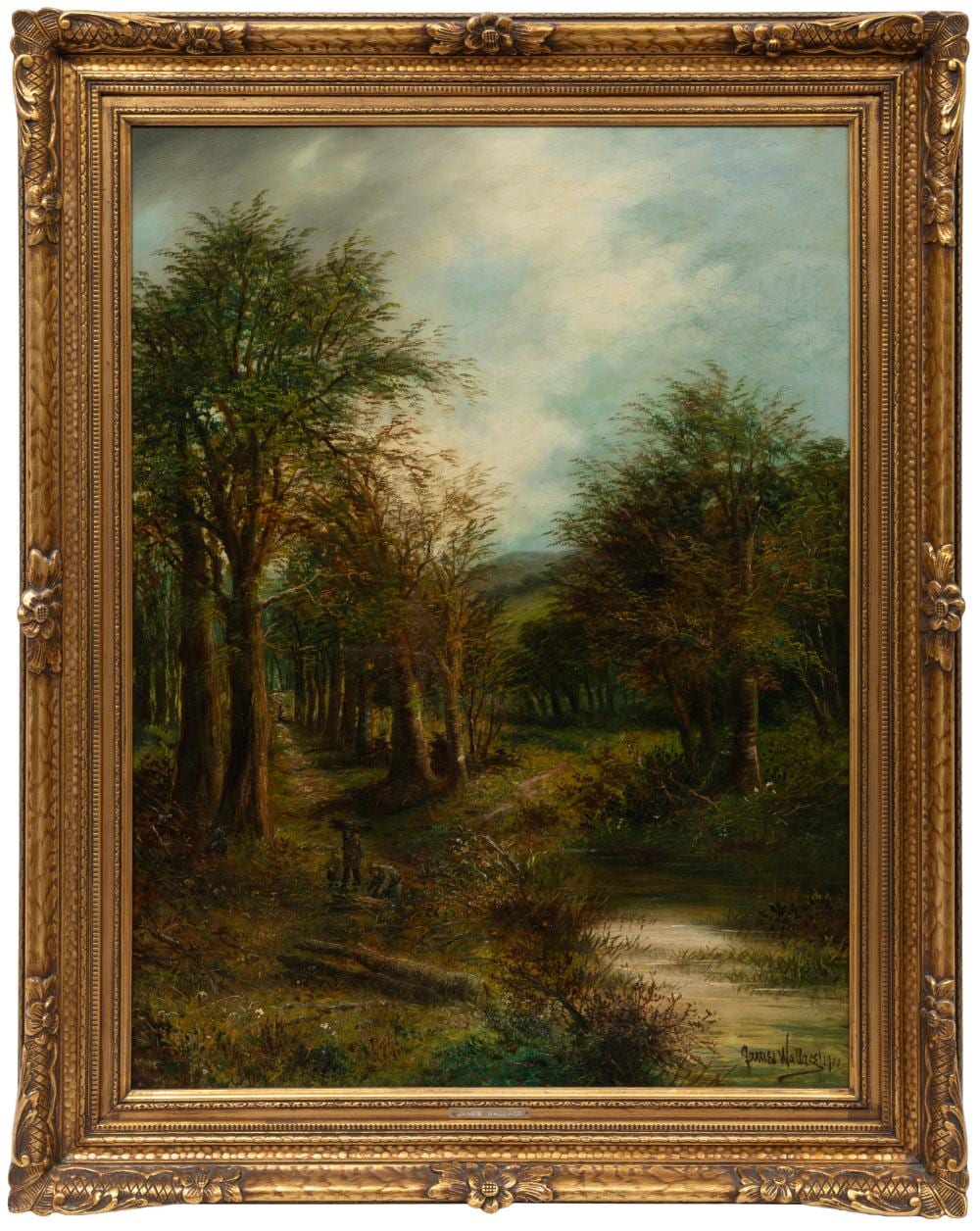 James (1872) Wallace comparable auction result: james wallace scottish 1872 1911 wood gatherers by a stream oil on canvas laid on masonite