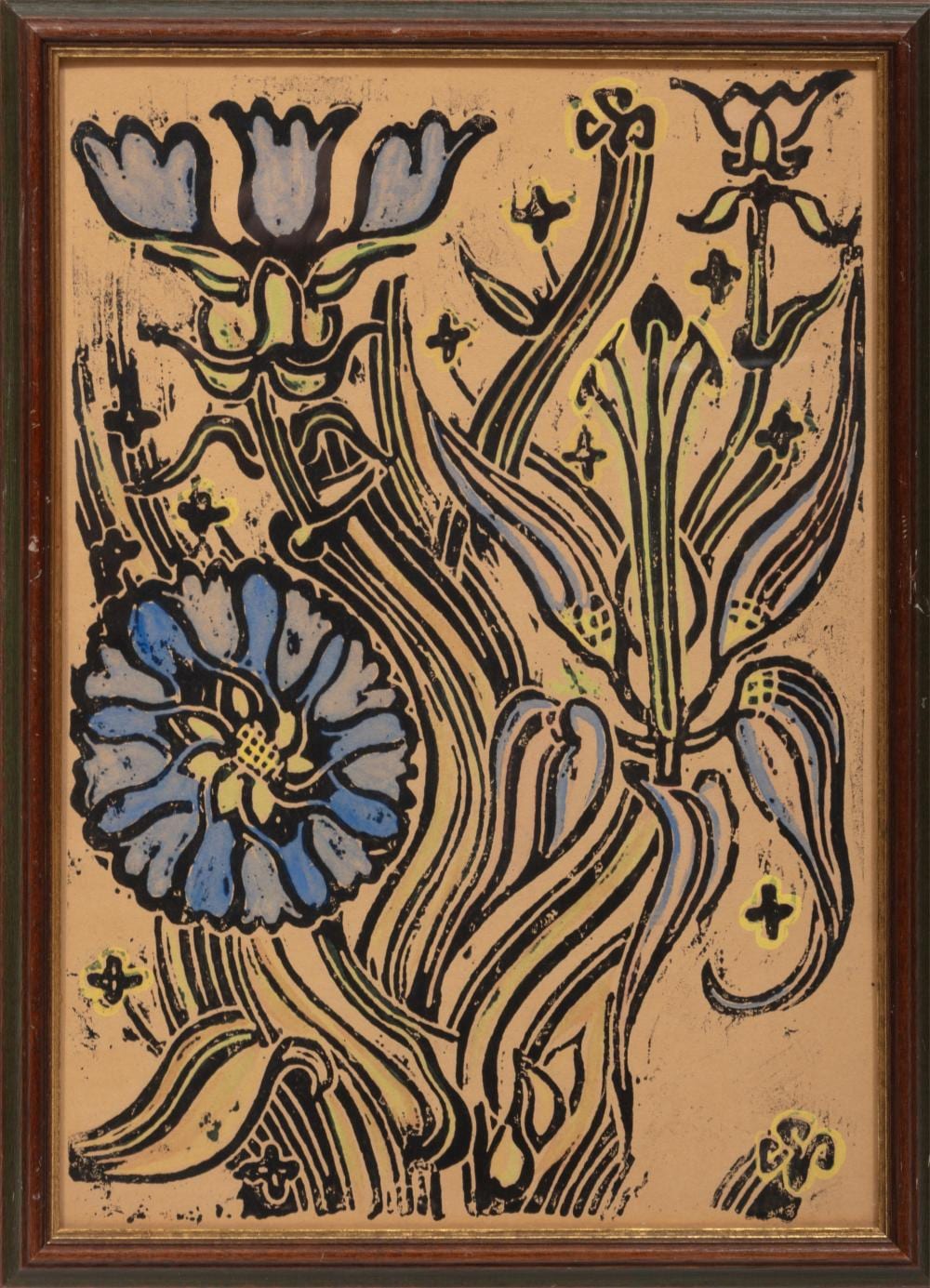 Walter Inglis Anderson comparable auction result: walter inglis anderson american mississippi 1903 1965 stokesias and wood lily hand colored linocut laid on board