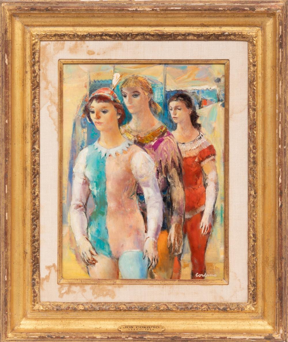 Jon Corbino comparable auction result: jon corbino italian united states 1905 1964 sister act oil on canvas stretched over masonite