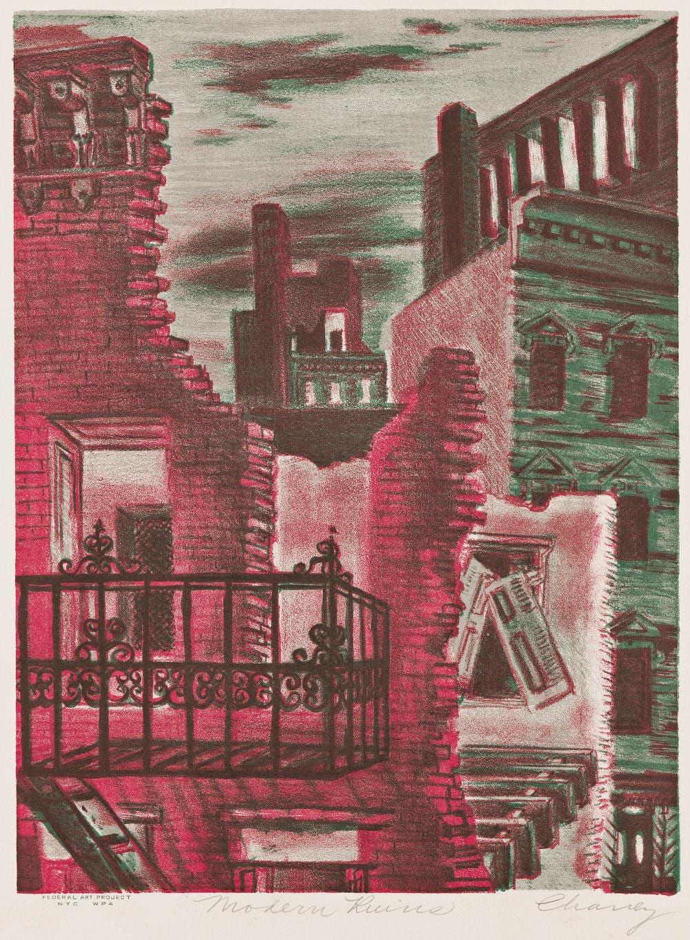 Ruth Chaney comparable auction result: ruth chaney modern ruins circa 1936 38