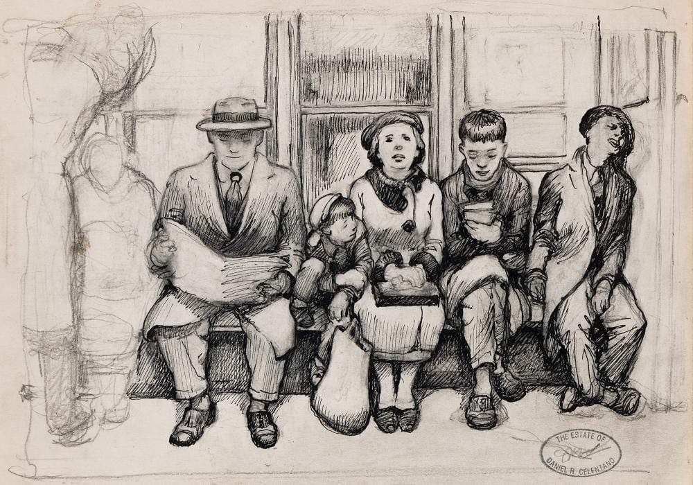Daniel Ralph Celentano comparable auction result: daniel ralph celentano two drawings of new york scenes circa 1935