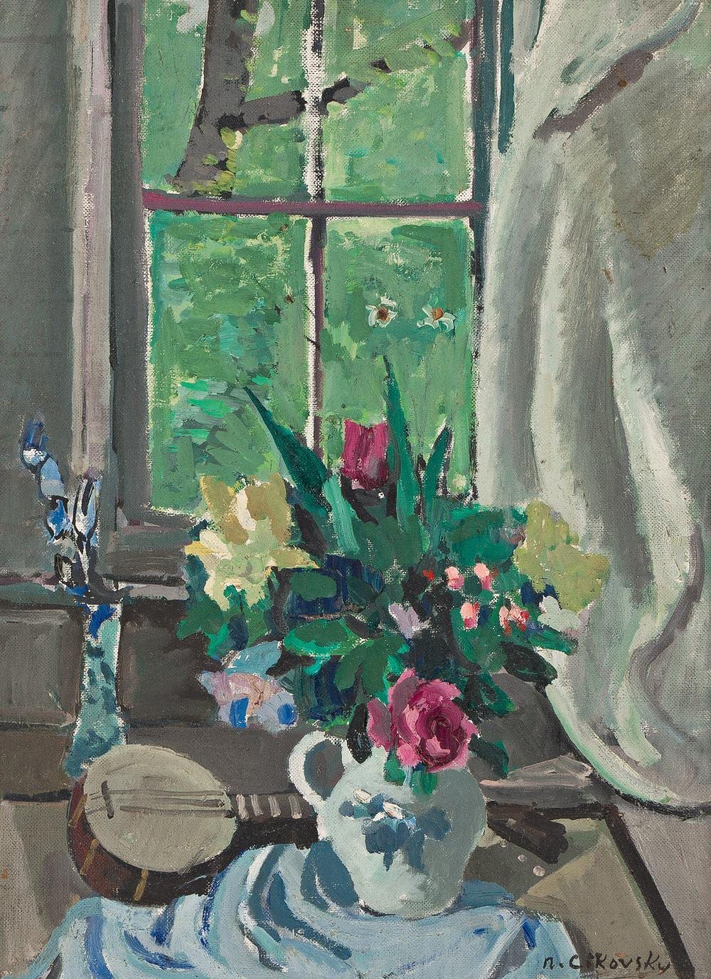 Nicolai Cikovsky comparable auction result: nicolai cikovsky still life with banjo