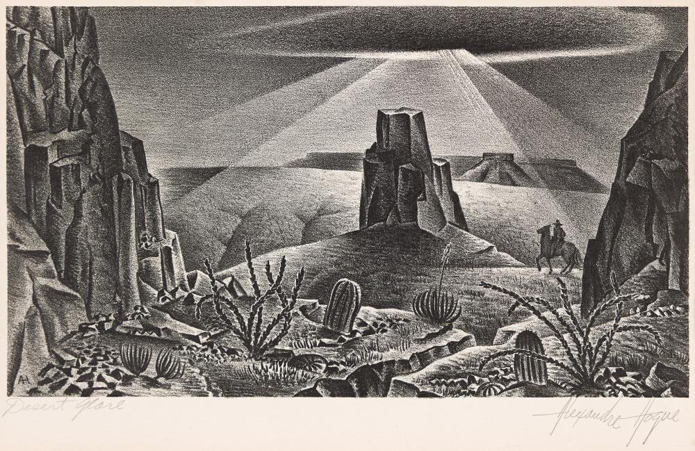 alexandre hogue desert glare 1945 · Swann Auction Galleries · 2026-01-29 Alexandre Hogue comparable auction result: alexandre hogue desert glare 1945