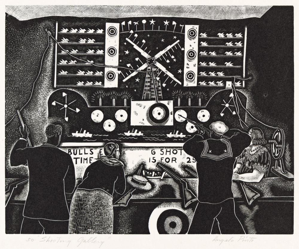 Angelo Pinto comparable auction result: angelo pinto shooting gallery circa 1936