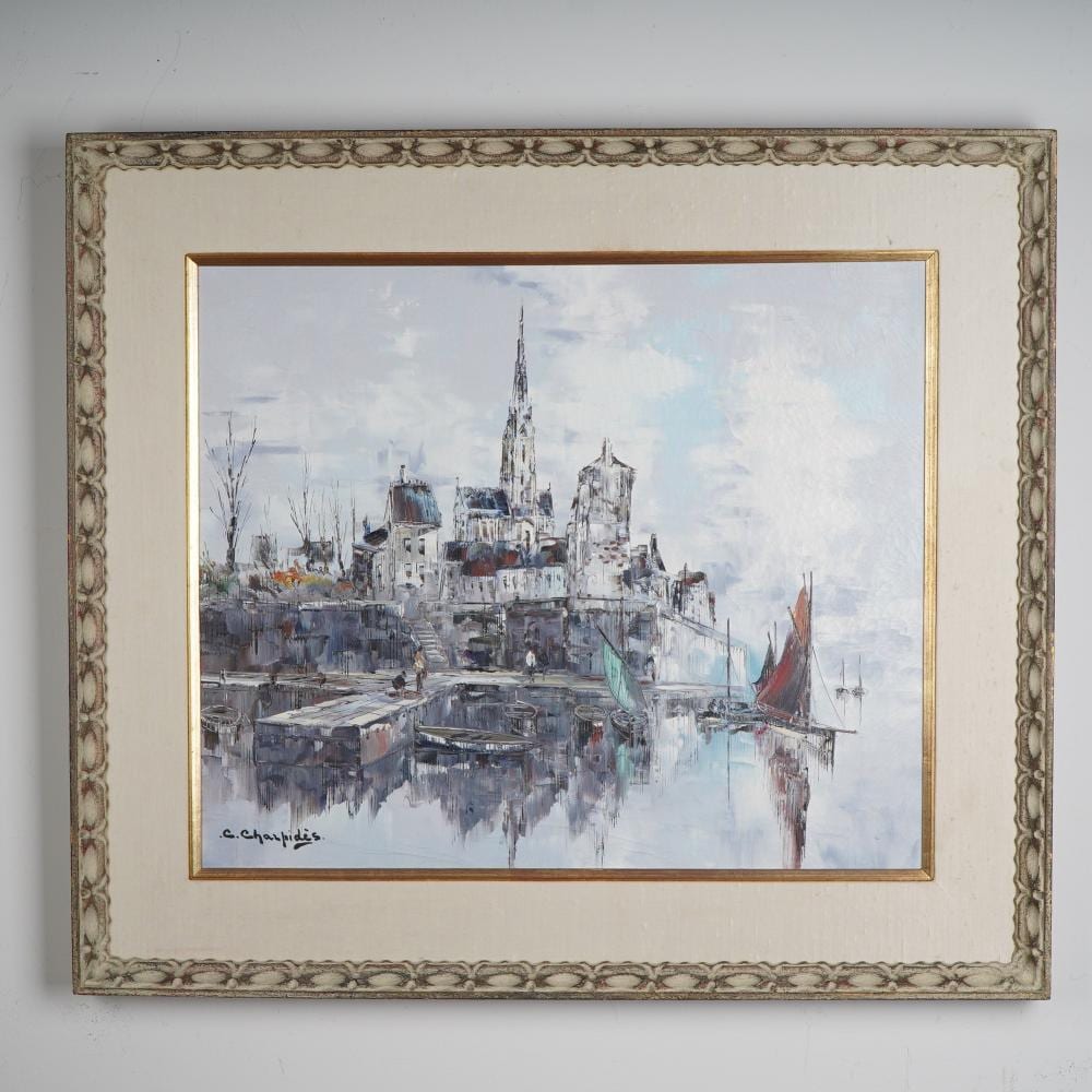 Christophe Charpides comparable auction result: christophe charpides original oil on canvas normandy harbor signed