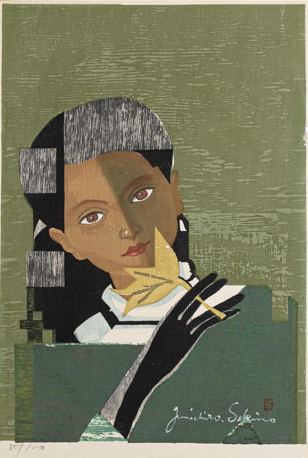 Sekino Jun'ichiro comparable auction result: jun ichiro sekino japanese 1914 1988 girl with leaf