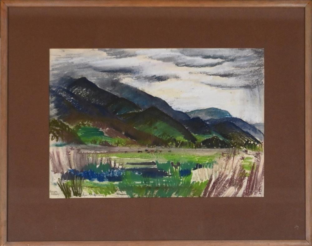 anne montgomery 1908 1991 keiwa valley pastel on paper 25 x 36cm sheet reveal frame size 42 5 x52cm · Leonard Joel · 2026-01-15 Anne Montgomery comparable auction result: anne montgomery 1908 1991 keiwa valley pastel on paper 25 x 36cm sheet reveal frame size 42 5 x52cm