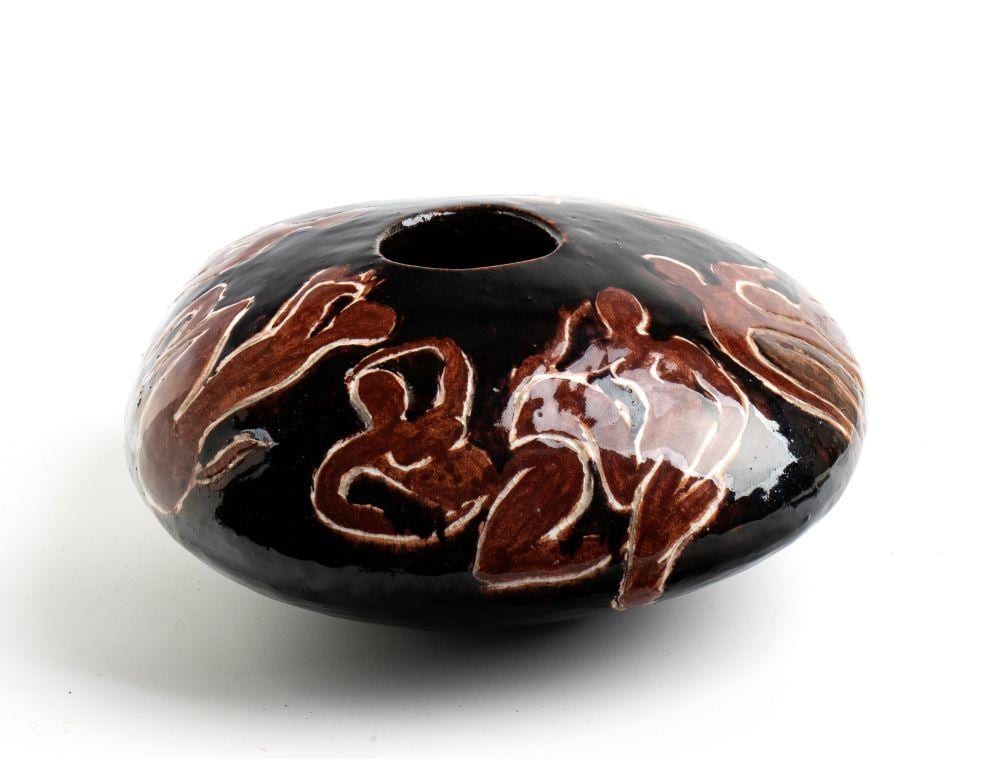 Edvin Öhrström comparable auction result: edvin hrstr m burl v 1906 1994 vase with decoration of brown figures