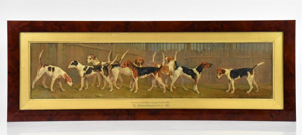 Richard Barrett Davis comparable auction result: richard barrett davis 1782 1854 oil on board cracks of the royal stag hounds 1841 15 x 63cm framed and glazed