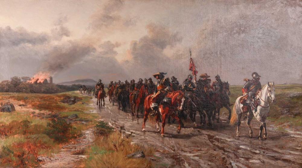 Ernest Crofts comparable auction result: ernest crofts british 1847 1911 ironsides returning from sacking a cavalier s house 1876 signed e crofts lower left oil on canvas 63 x 113 cm framed 82 5 x 132 cm