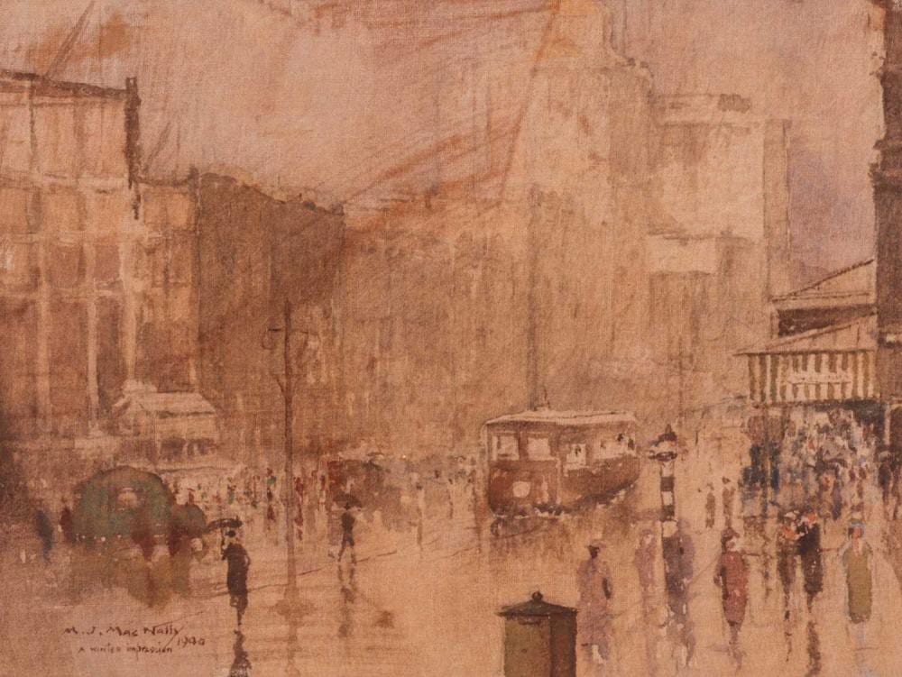 M. J. MacNally comparable auction result: matthew james macnally australian 1873 1943 a winter impression signed dated and titled m j macnally 1940 watercolour on linen 24 x 32 cm framed and glazed 45 x 50 cm