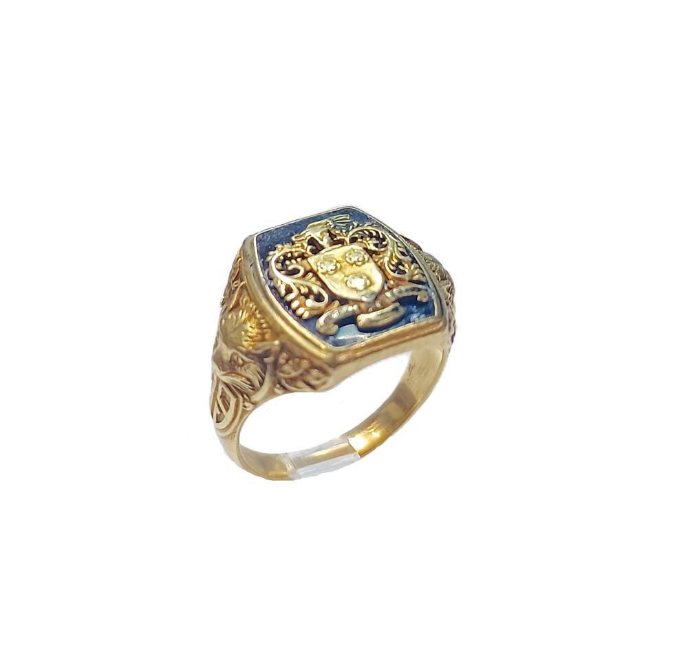 Auction comp thumbnail for Antique Dated 1925 14k Gold Tiffany & Co Signet Coat of Arms Class School Ring Art Deco Size 8 (Hess Fine Art, Lot 1150)