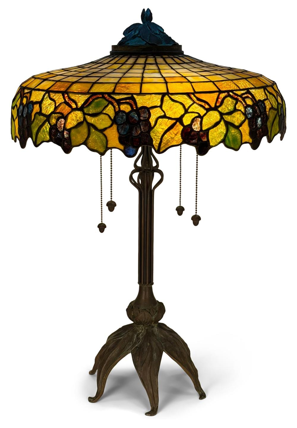 John Morgan comparable auction result: john morgan sons grape table lamp shade on a bauer coble base