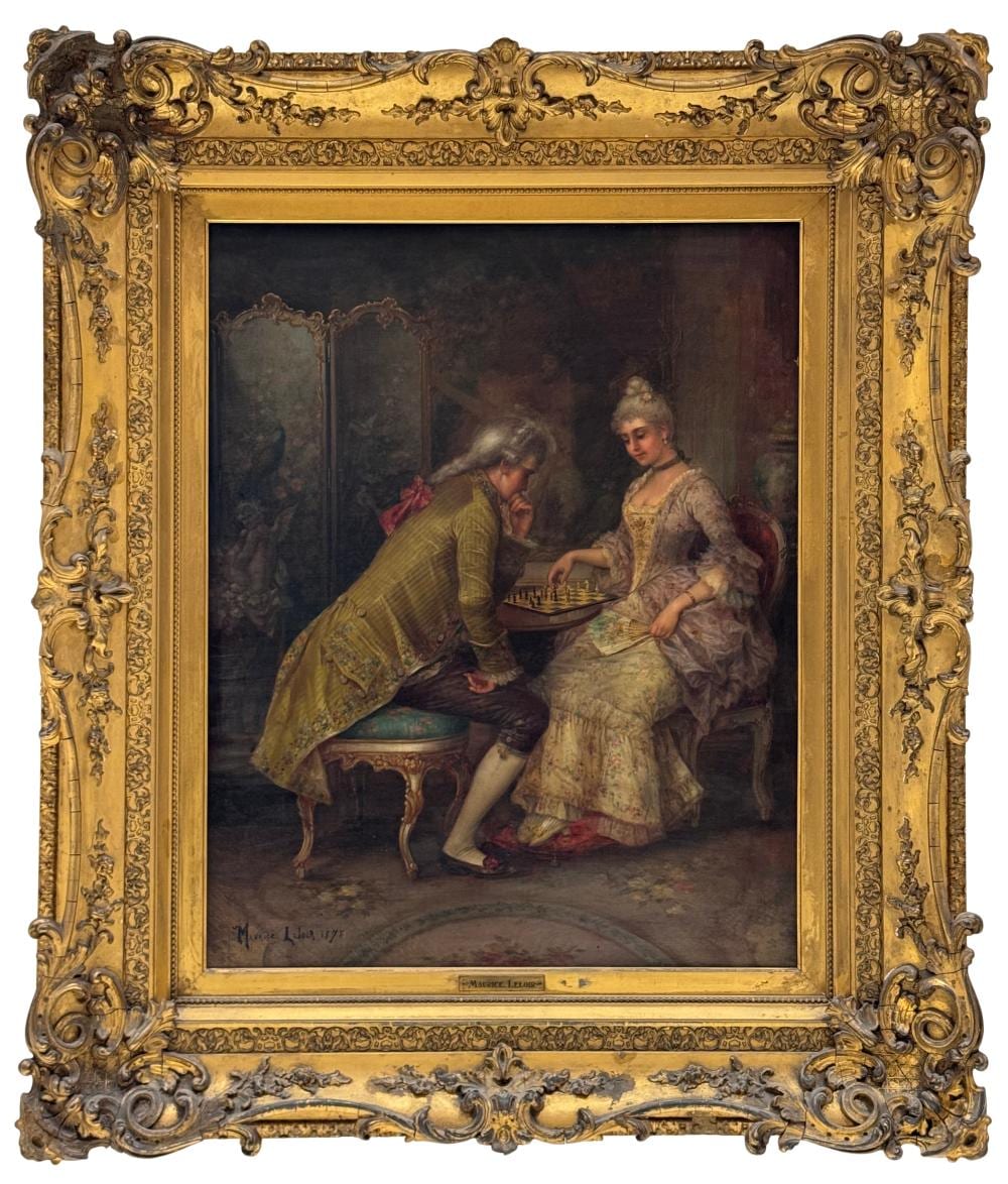 maurice leloir french 1853 1940 two elegant figures playing chess · Fontaine's Auction Gallery · 2026-02-07 Maurice Leloir comparable auction result: maurice leloir french 1853 1940 two elegant figures playing chess