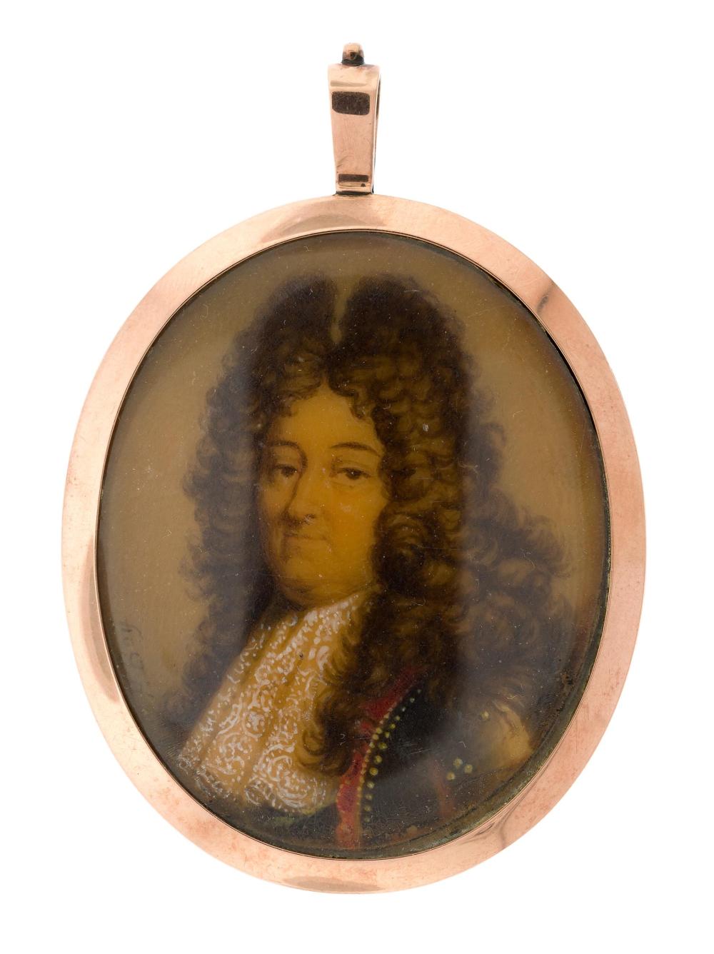 ANTIQUE 10K GOLD MINIATURE PORTRAIT PAINTING. sold by William Smith Auctions, lot 67 — auction record photograph