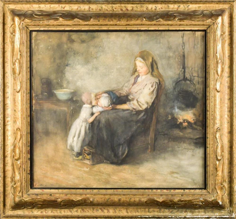 Albert Neuhuys comparable auction result: albert neuhuys watercolor mother and children