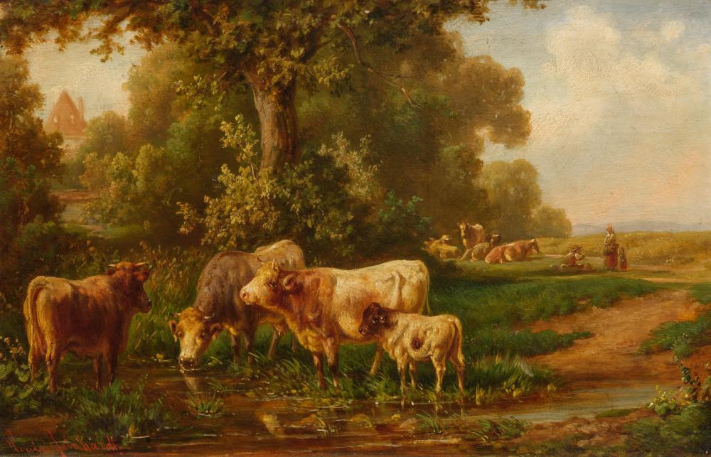 Louis Reinhardt comparable auction result: cows on the shore