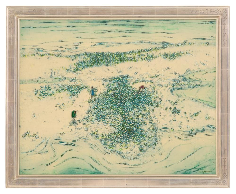 William Anzalone comparable auction result: william anzalone american texas b 1935 beach combing on texas shore
